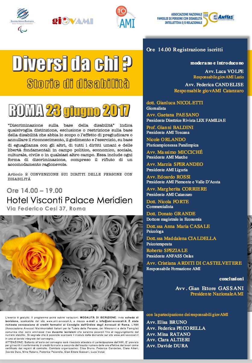 DIVERSI DA CHI? Storie di disabilità. Roma, 23 giugno 2017